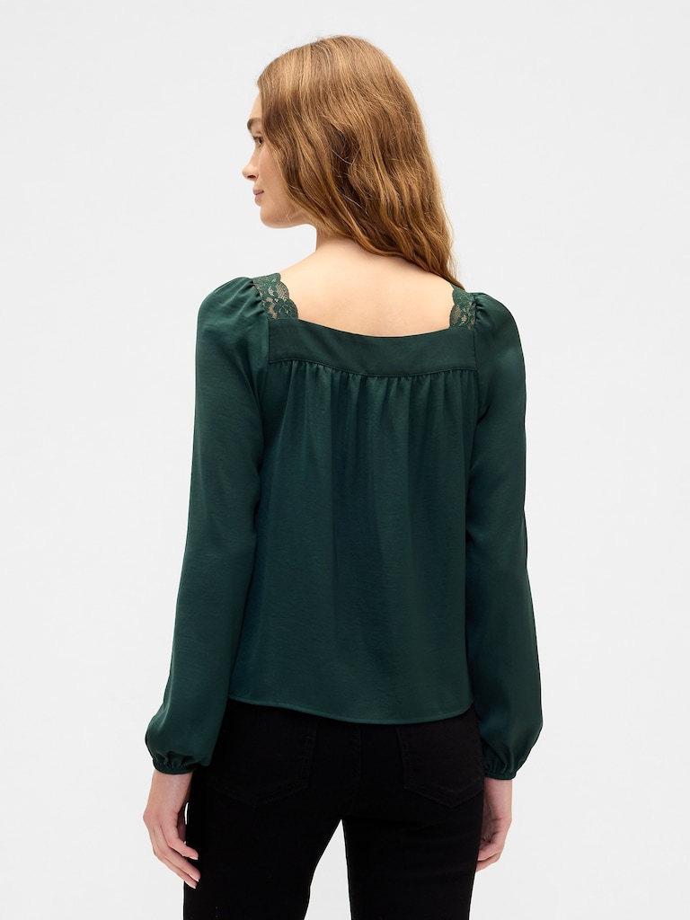 Oversized Lace-Trim Top