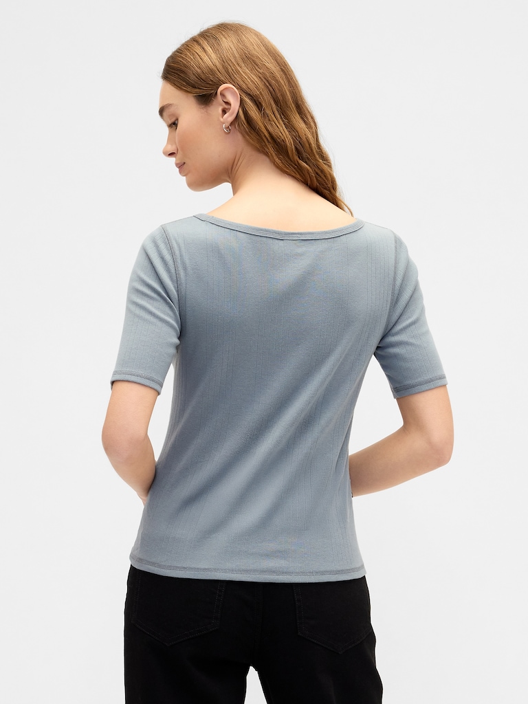 Modern Ribbed Boatneck T-Shirt