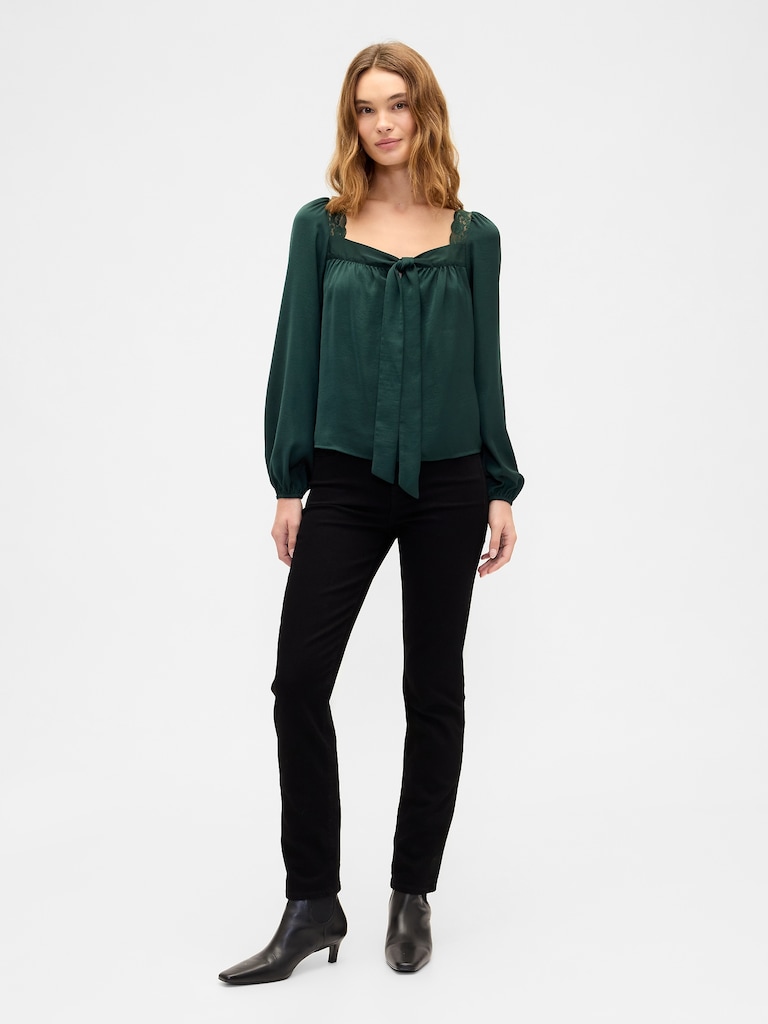 Oversized Lace-Trim Top