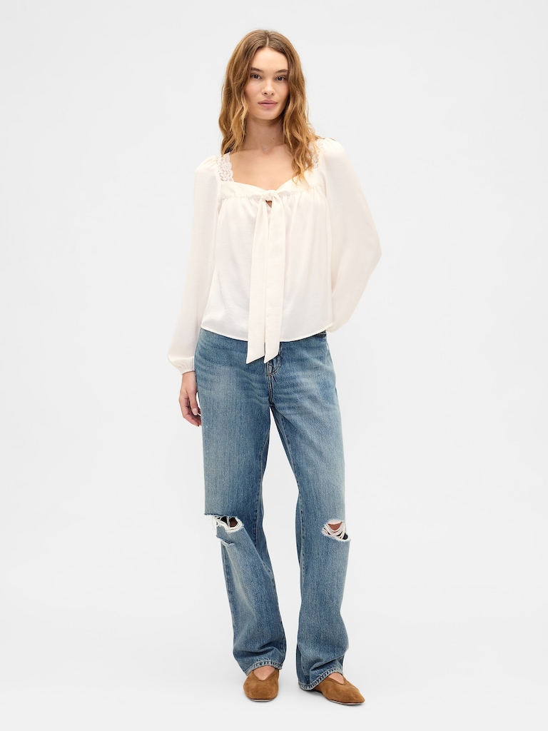 Oversized Lace-Trim Top