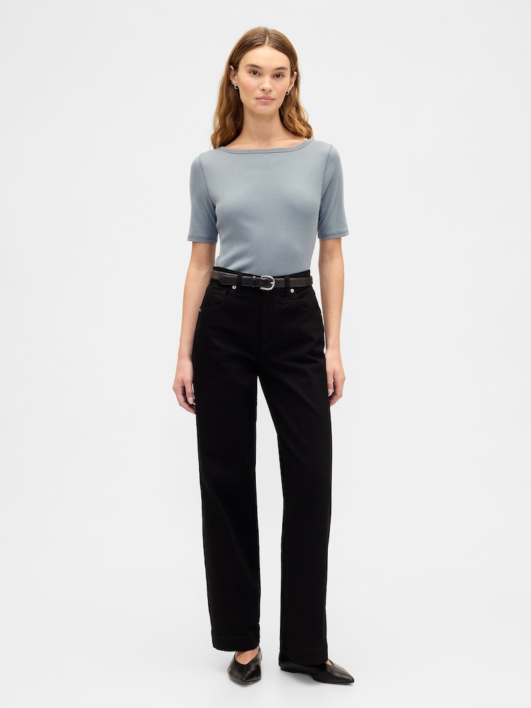 Modern Ribbed Boatneck T-Shirt