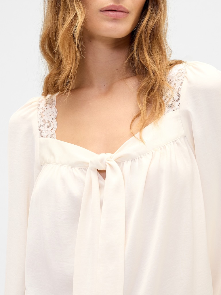 Oversized Lace-Trim Top