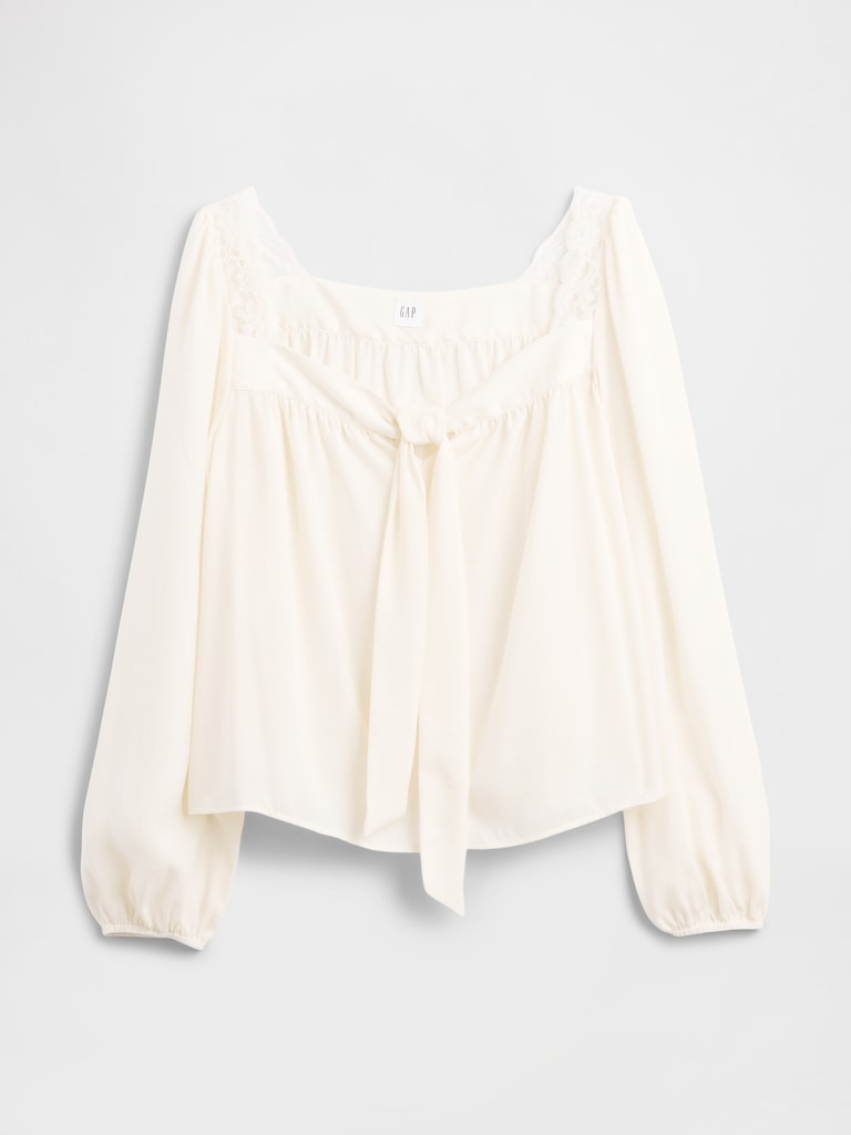 Oversized Lace-Trim Top