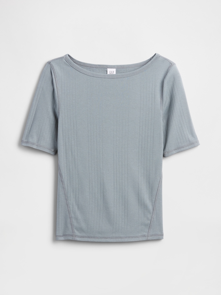 Modern Ribbed Boatneck T-Shirt