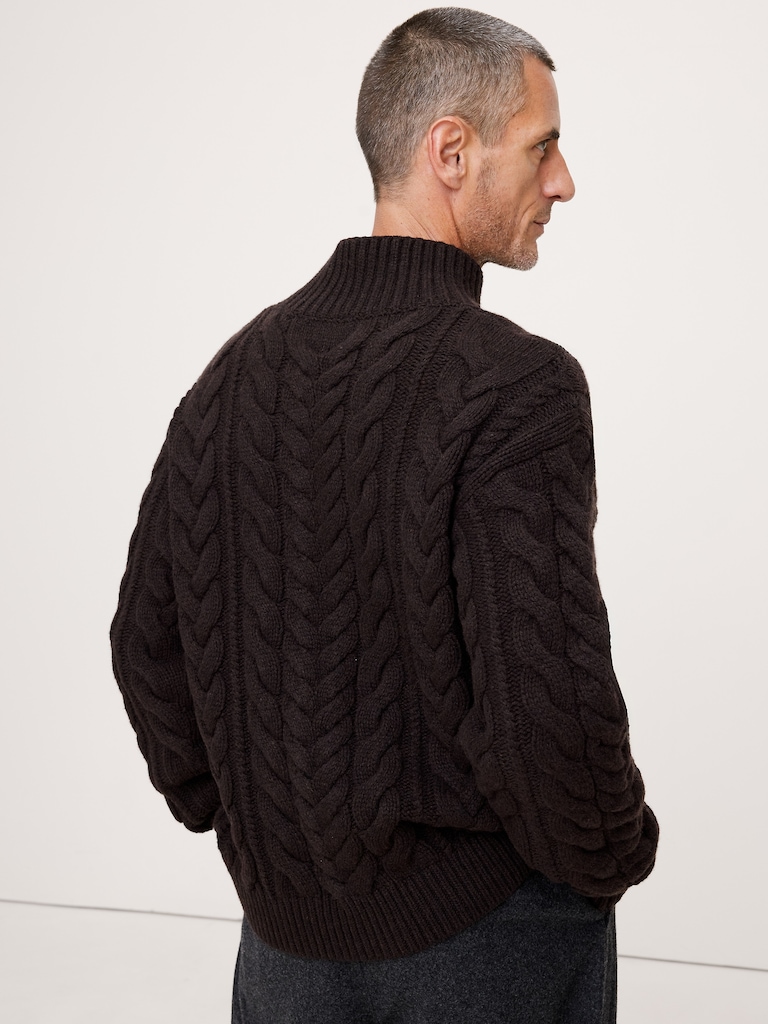 Italian Merino-Blend Mock-Neck Sweater