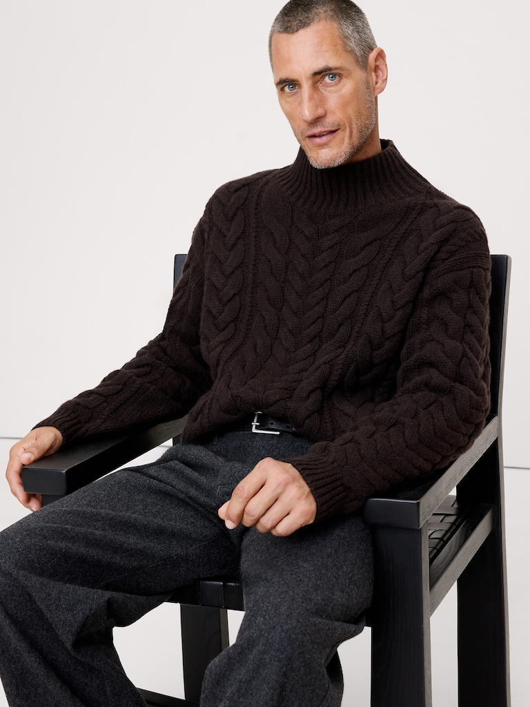 Italian Merino-Blend Mock-Neck Sweater