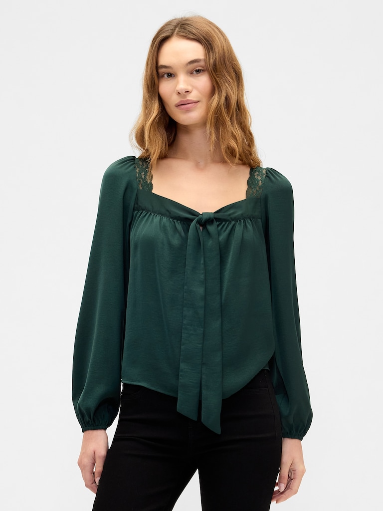 Oversized Lace-Trim Top