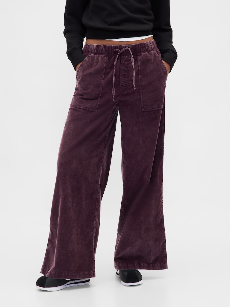 Mid Rise Corduroy Baggy Pants