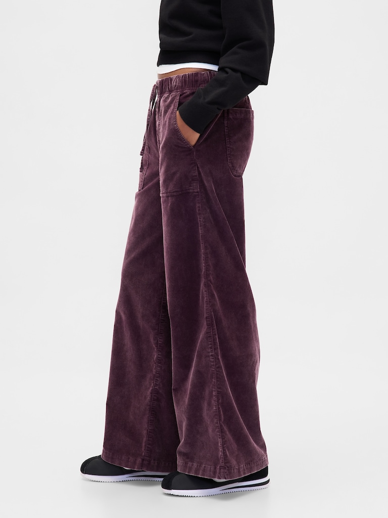 Mid Rise Corduroy Baggy Pants