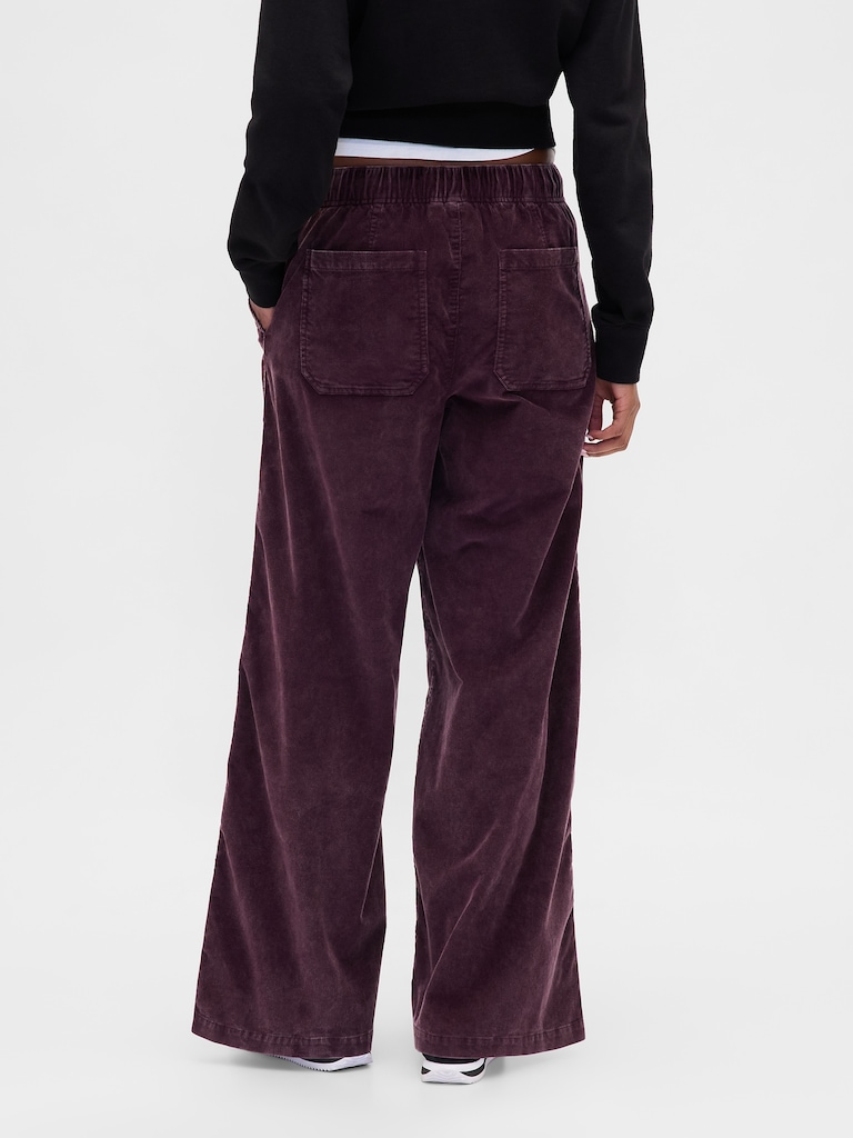 Mid Rise Corduroy Baggy Pants