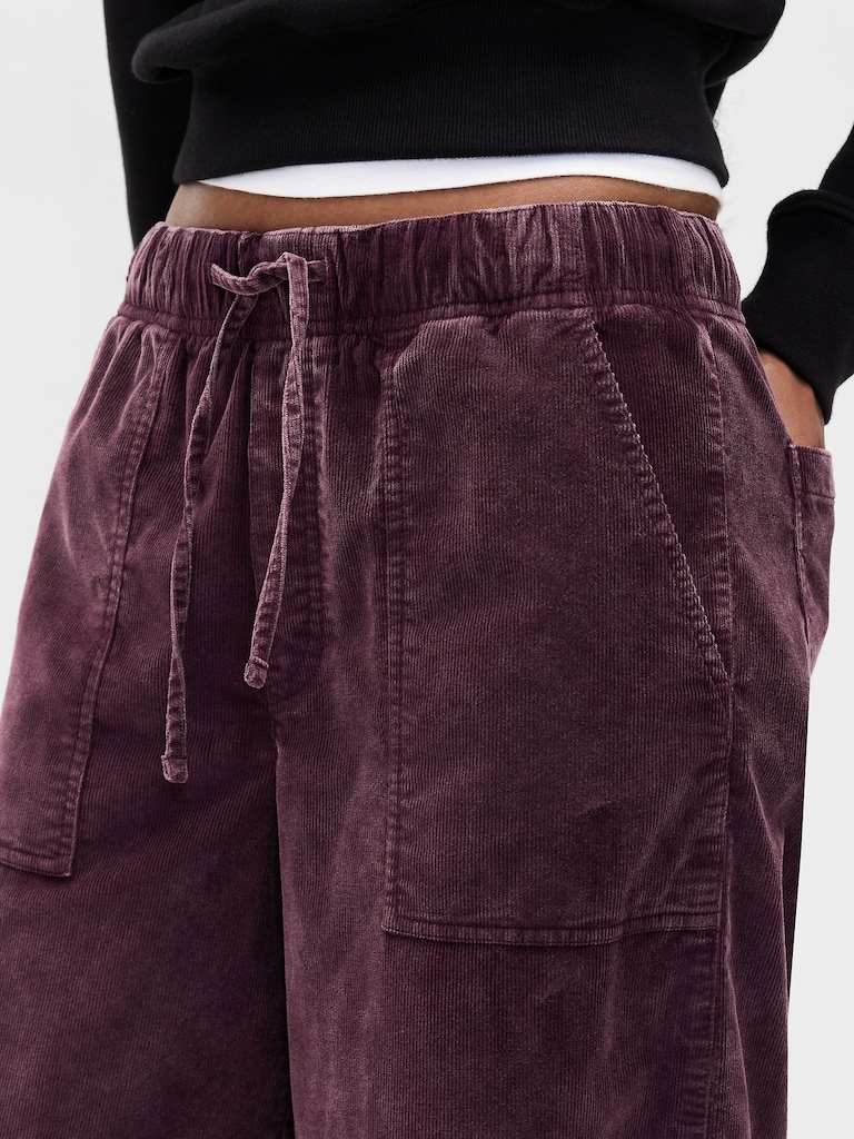 Mid Rise Corduroy Baggy Pants