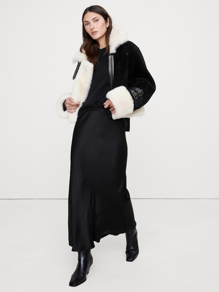 Hammered Satin Maxi Skirt