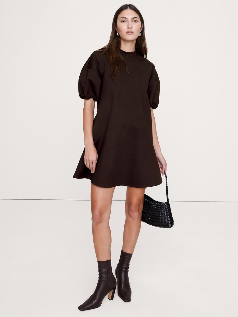 Everywhere Ponte Puff-Sleeve Mini Dress