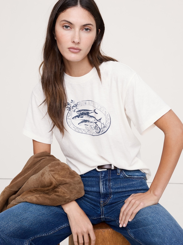 Cotton Slub Boyfriend Graphic T-Shirt