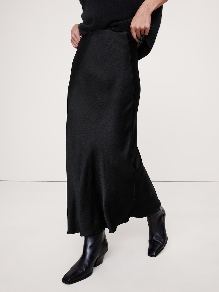 Hammered Satin Maxi Skirt