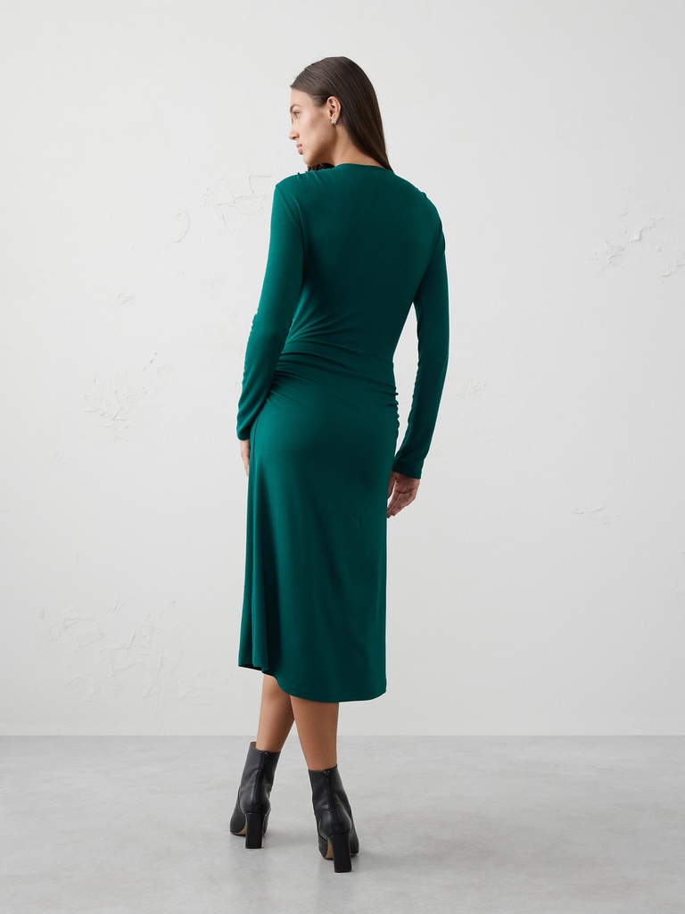 Soft Luxe Knit Wrap Midi Dress