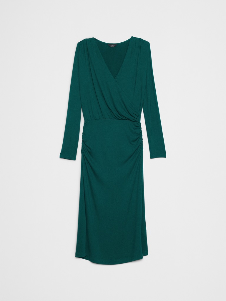 Soft Luxe Knit Wrap Midi Dress