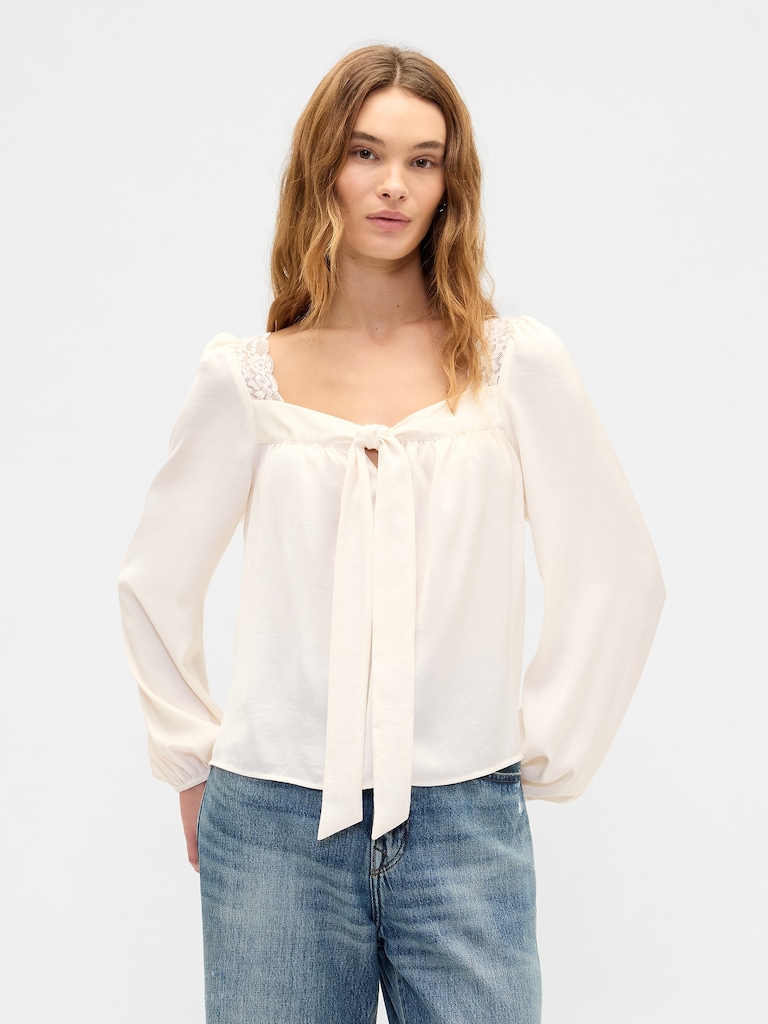 Oversized Lace-Trim Top