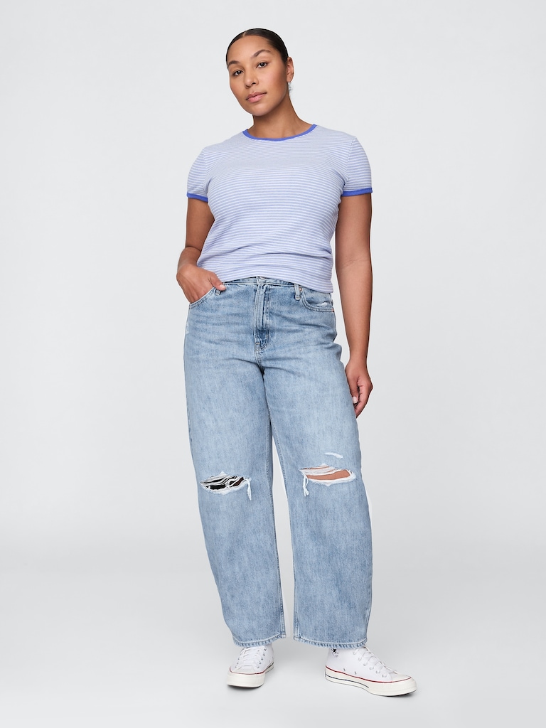 Curvy High Rise Barrel Jeans