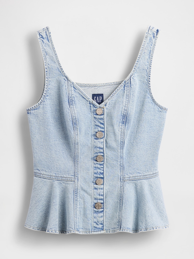 Denim Peplum Tank Top