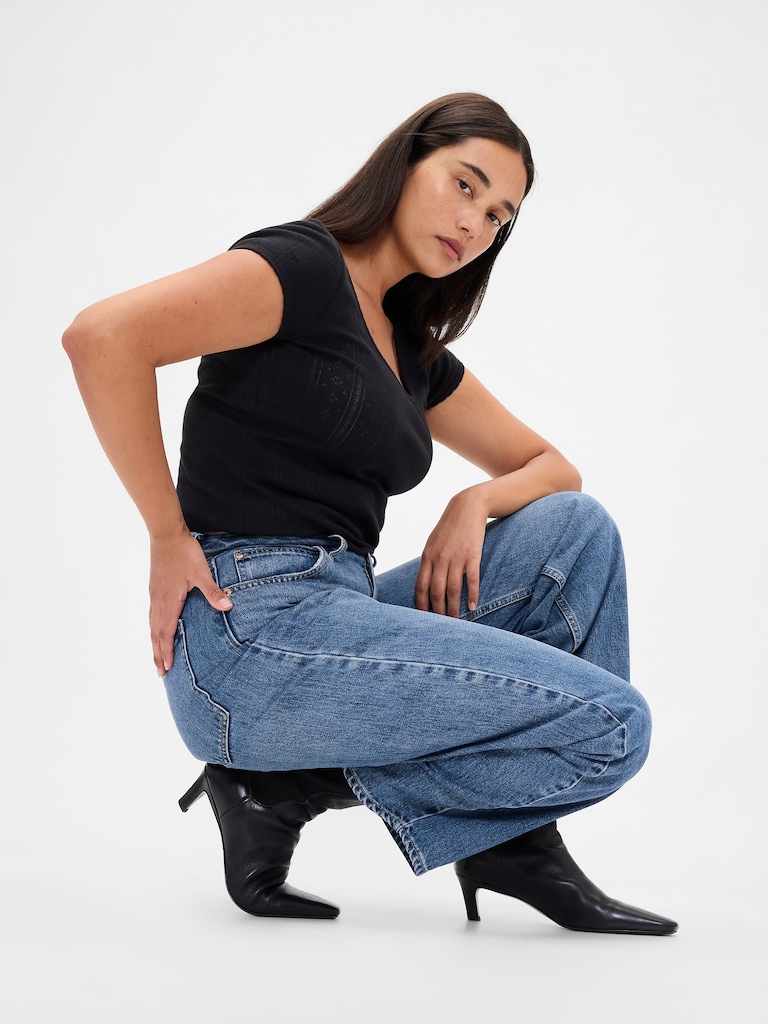 Curvy High Rise Barrel Jeans