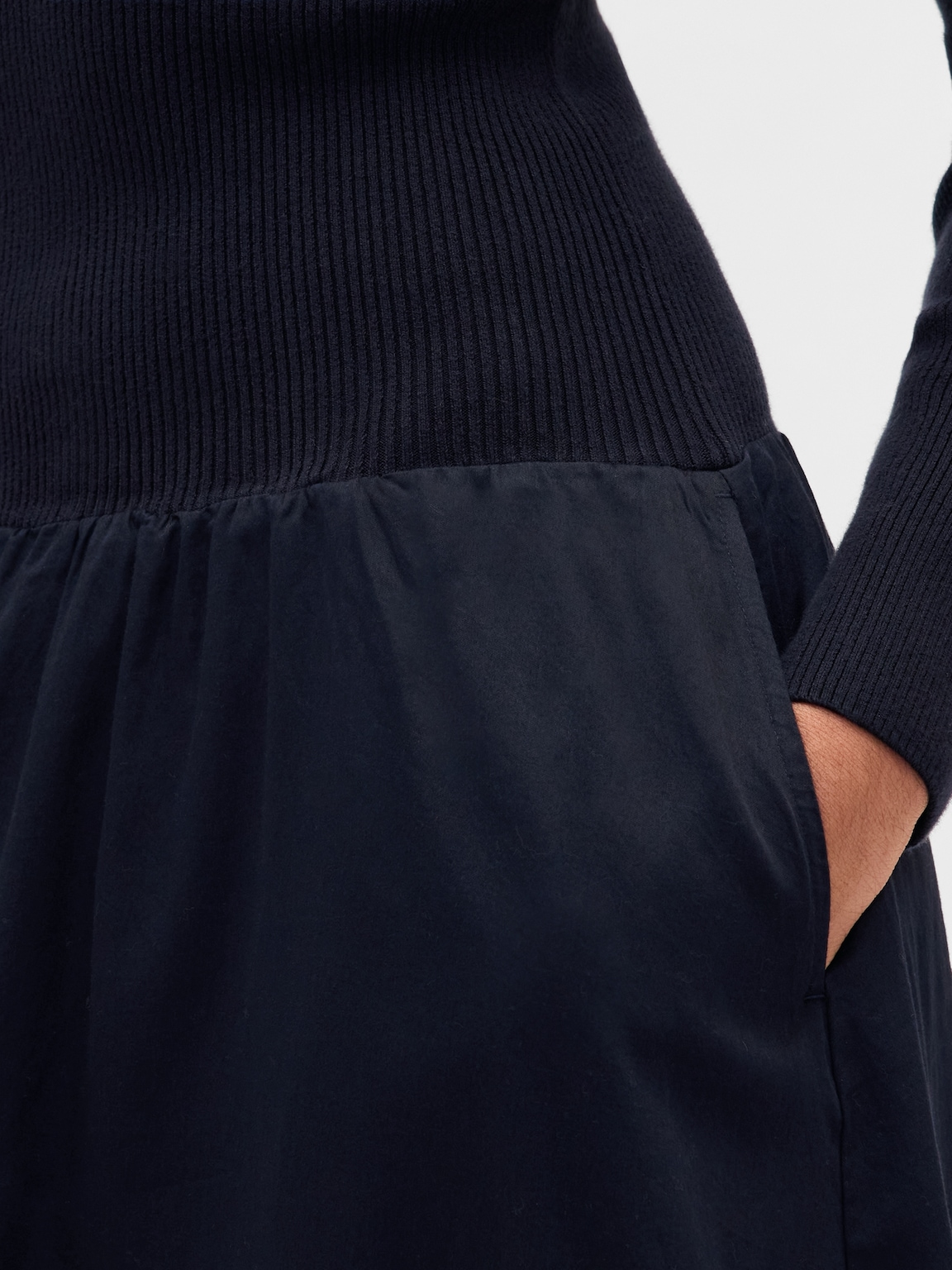 Mixed Media Drop-Waist Maxi Dress