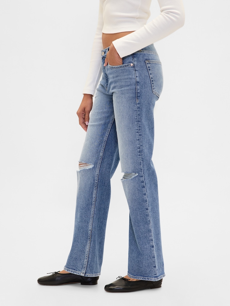 Mid Rise Relaxed Straight Jeans