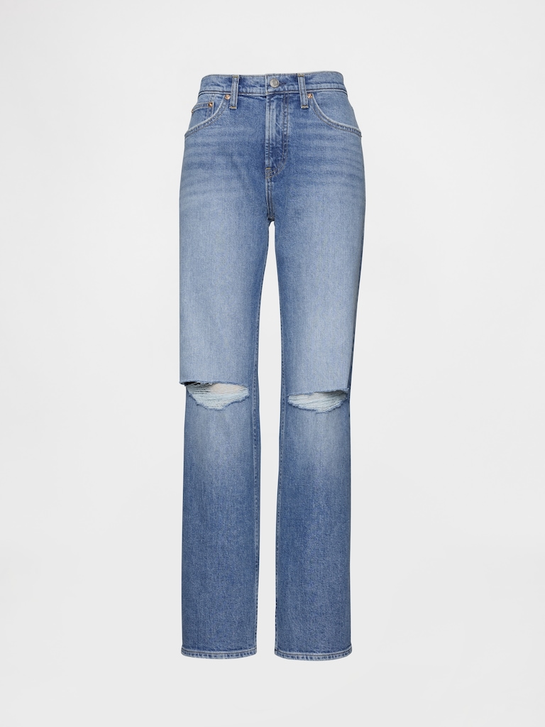 Mid Rise Relaxed Straight Jeans