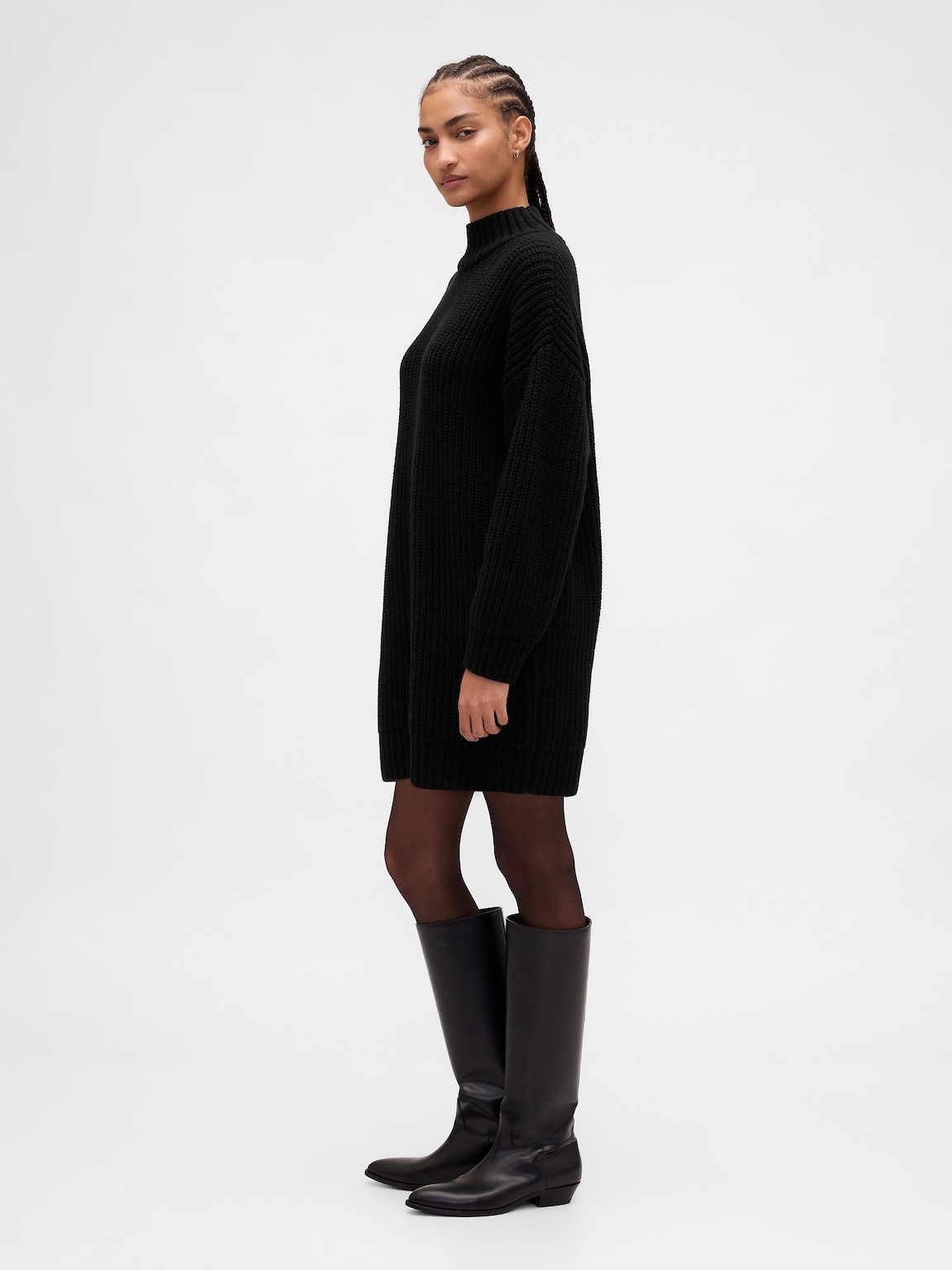 Oversized Turtleneck Mini Sweater Dress