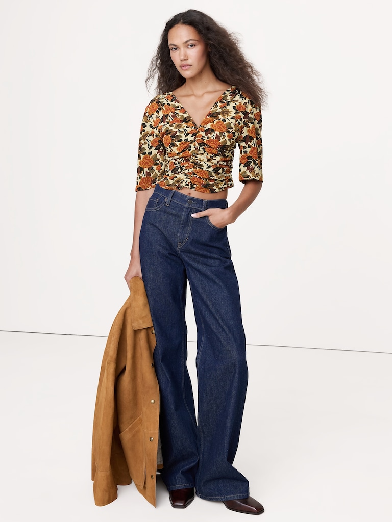 Matte Silk Ruched Top