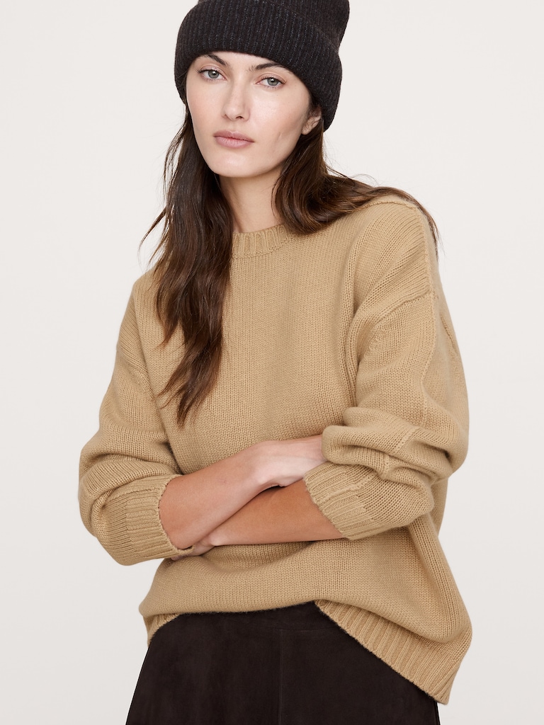 Oversized Merino-Cotton Crew-Neck Sweater