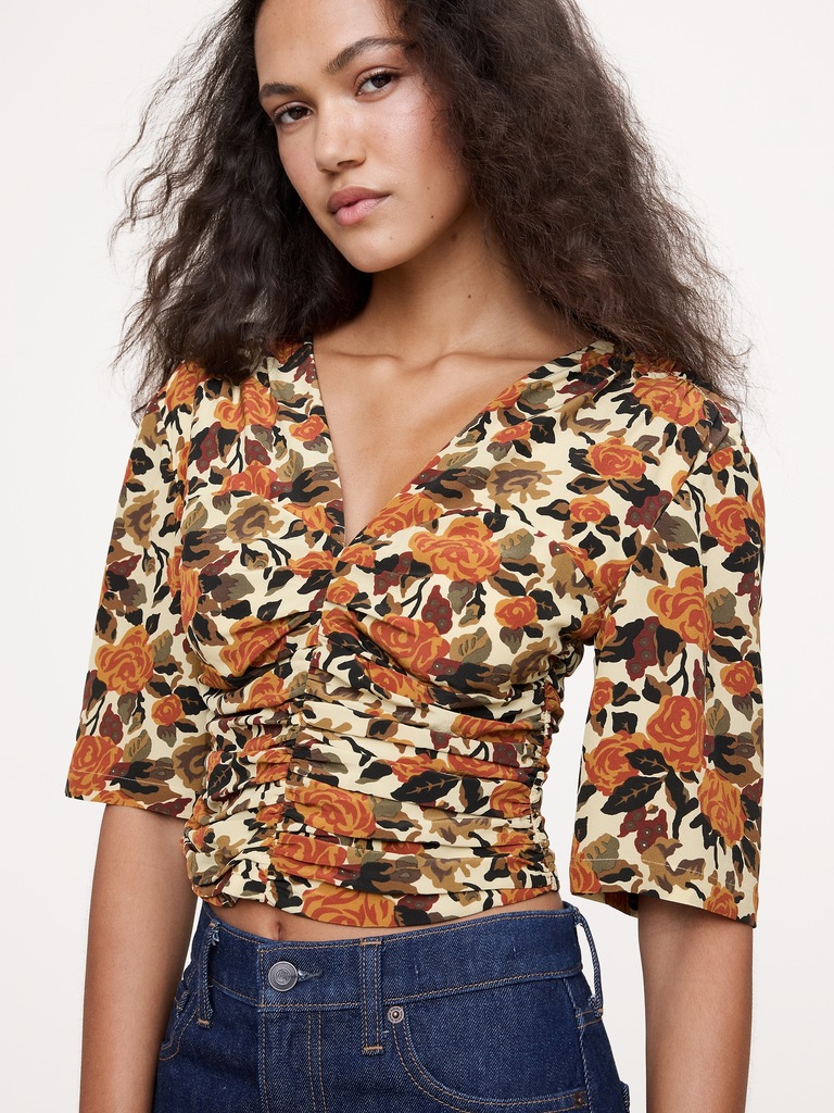 Matte Silk Ruched Top