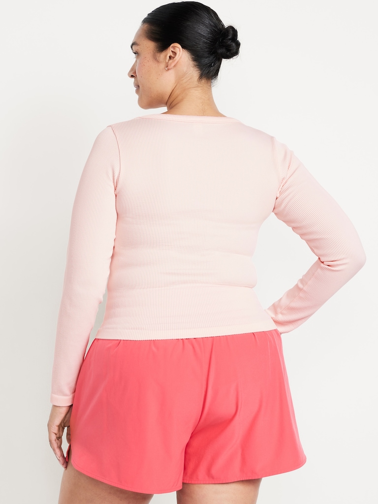 T-shirt côtelé ajusté Zénitude sans coutures