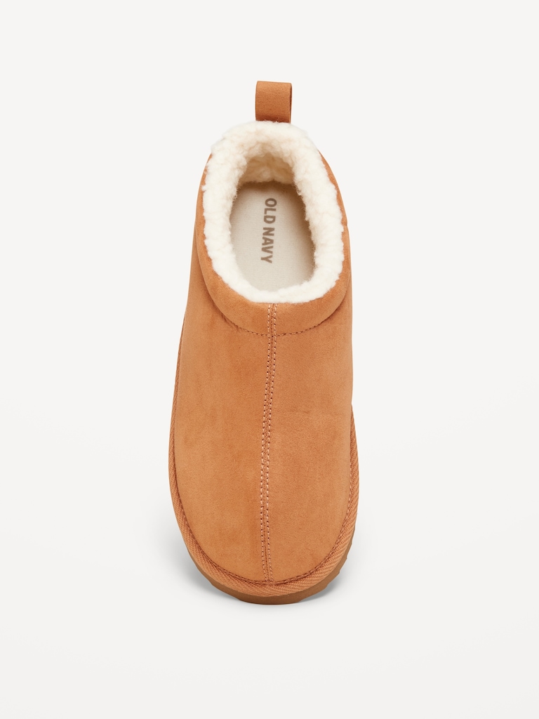 Faux-Suede Sherpa Lined Mule Slippers for Boys