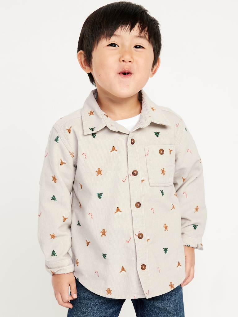 Long-Sleeve Corduroy Pocket Shirt for Toddler Boys