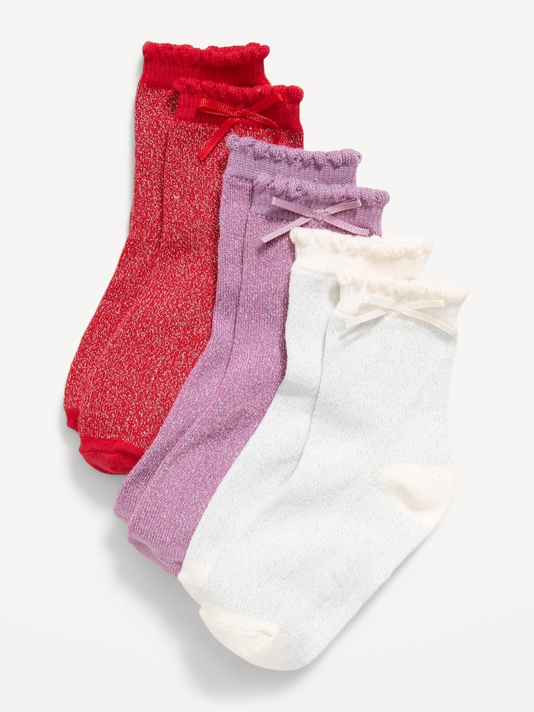 Sparkle Bow Crew Socks 3-Pack for Toddler & Baby