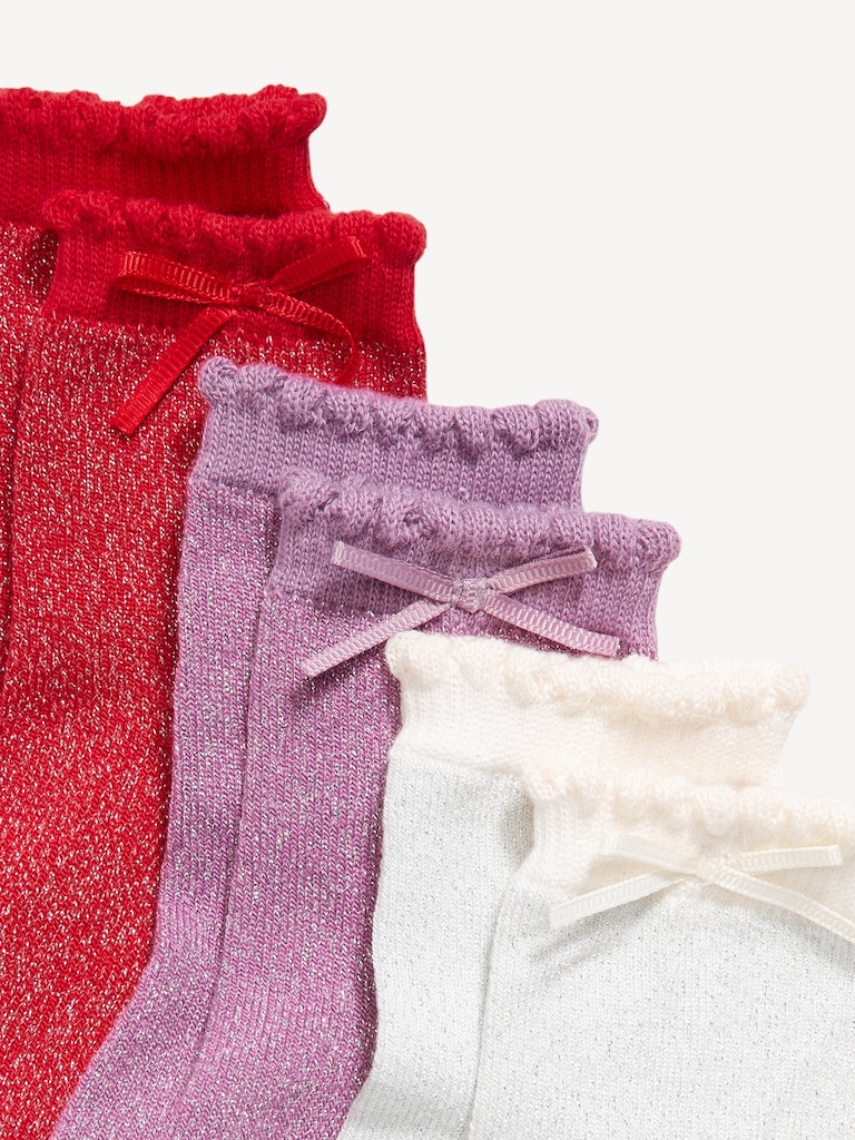 Sparkle Bow Crew Socks 3-Pack for Toddler & Baby