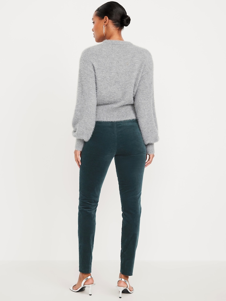 High-Waisted Velvet Pixie Skinny Ankle Pants