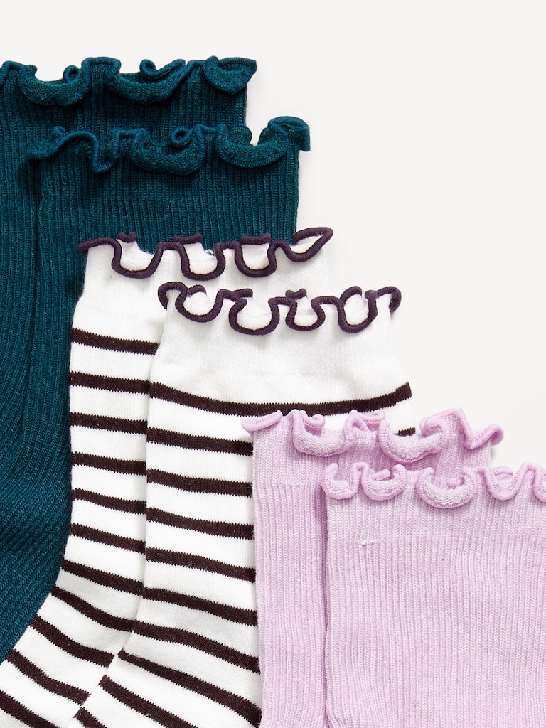 Ruffled Crew Sock 3-Pack for Women