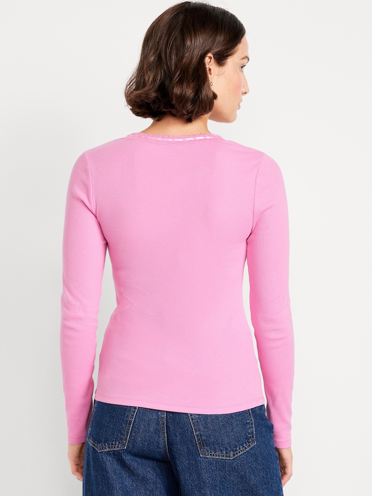 Scoop-Neck Long-Sleeve Ribbed Top