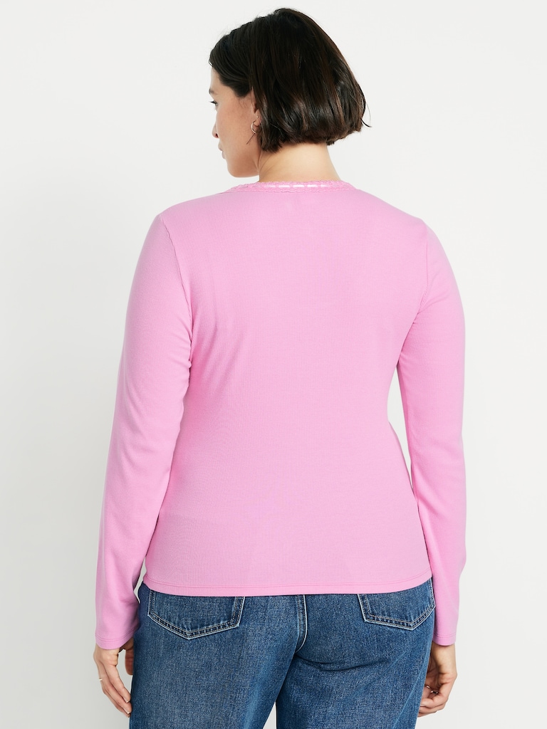 Scoop-Neck Long-Sleeve Ribbed Top