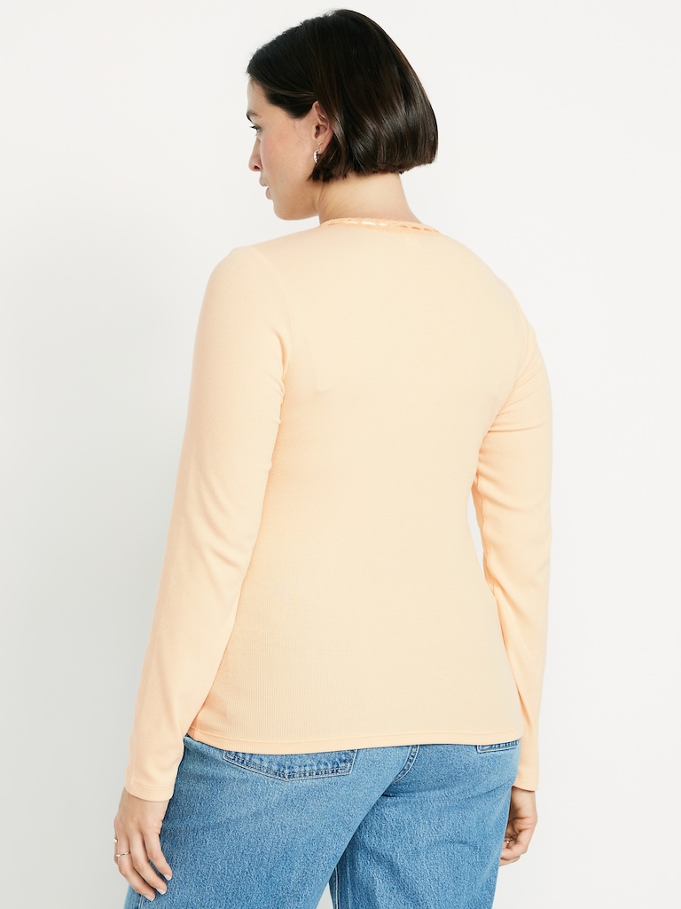 Scoop-Neck Long-Sleeve Ribbed Top