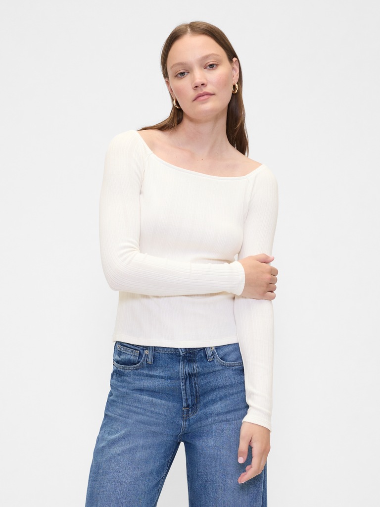 Ribbed Boatneck Top