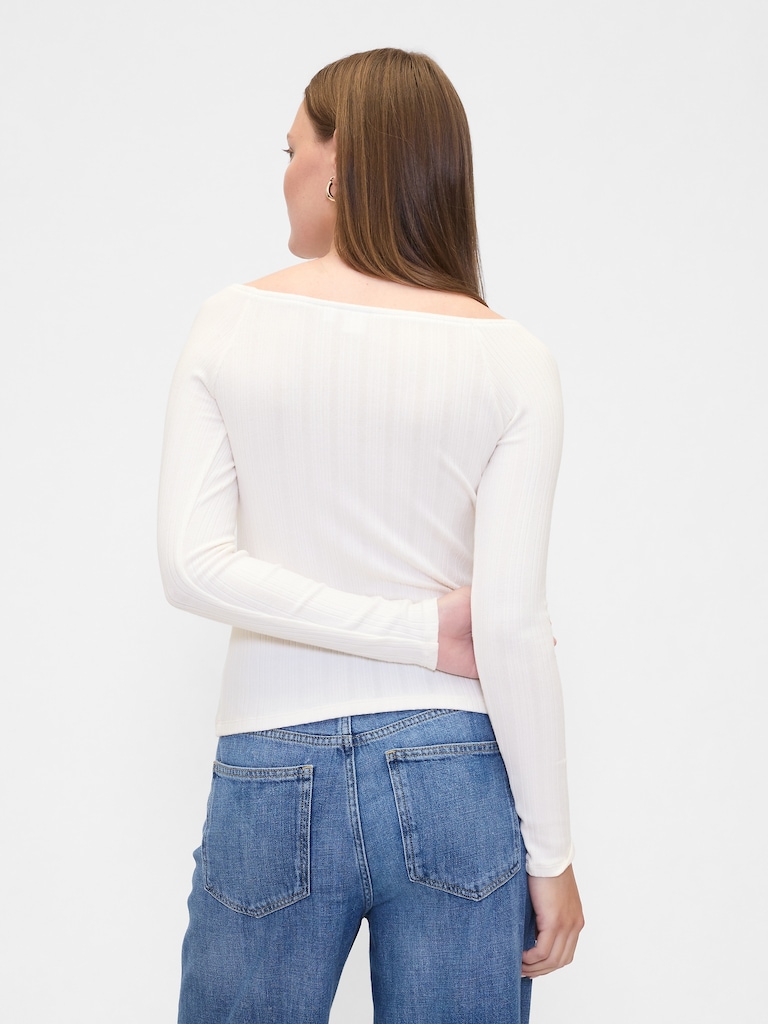 Ribbed Boatneck Top