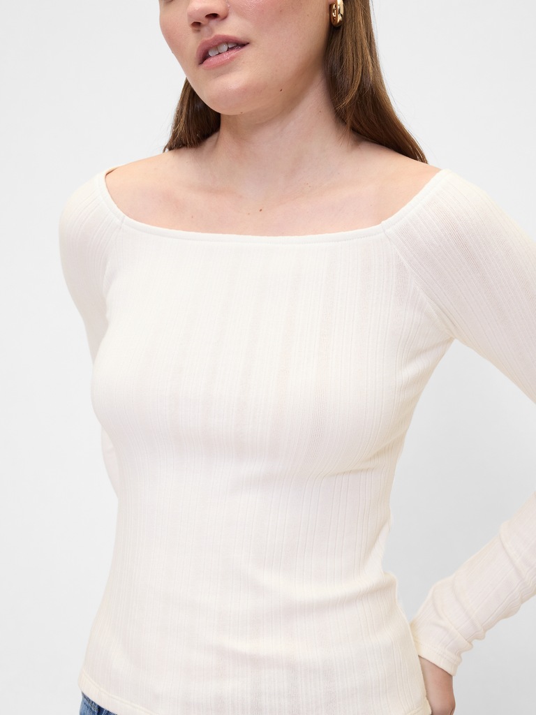 Ribbed Boatneck Top
