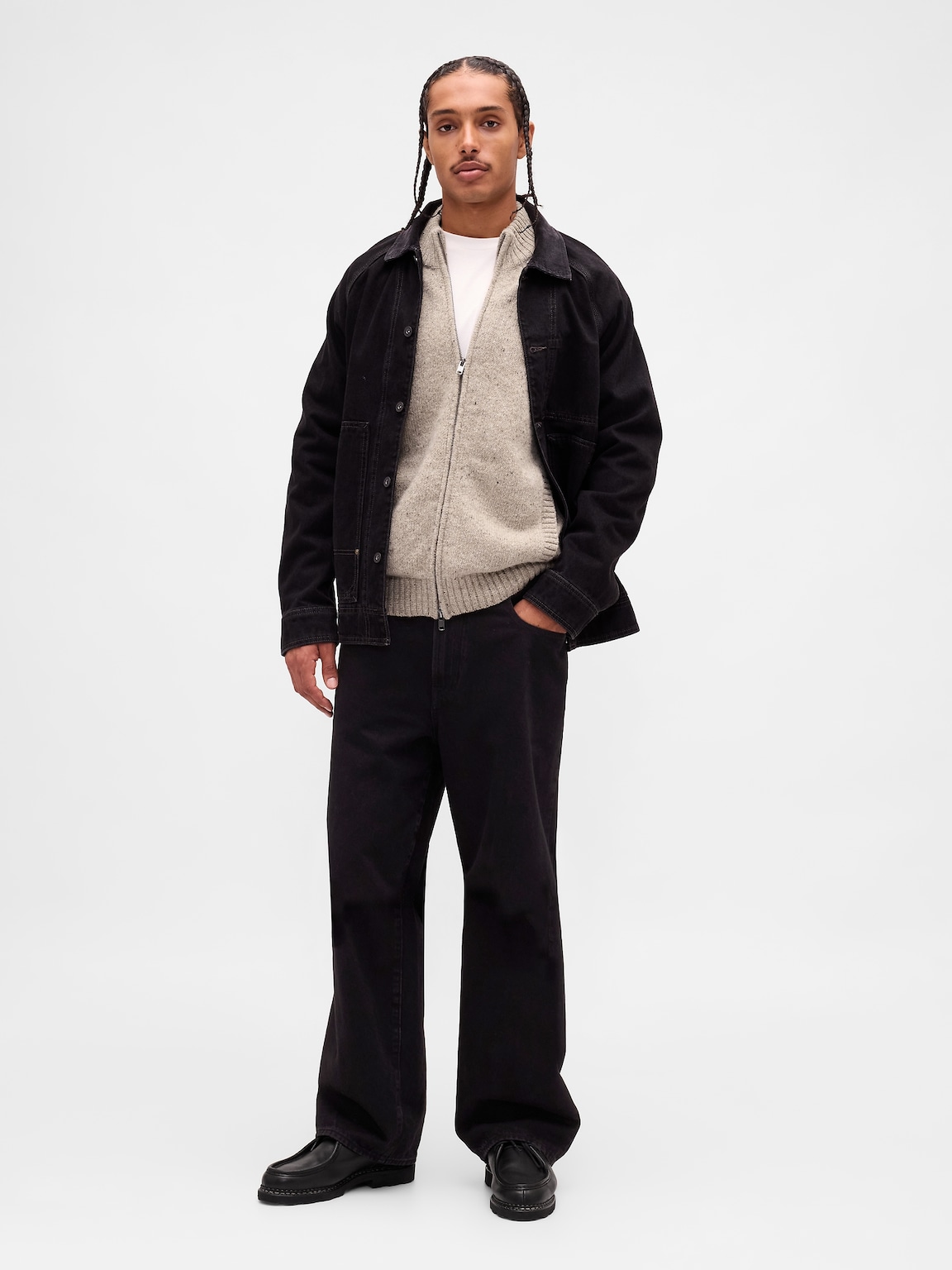 Wool-Blend Zip Cardigan Sweater