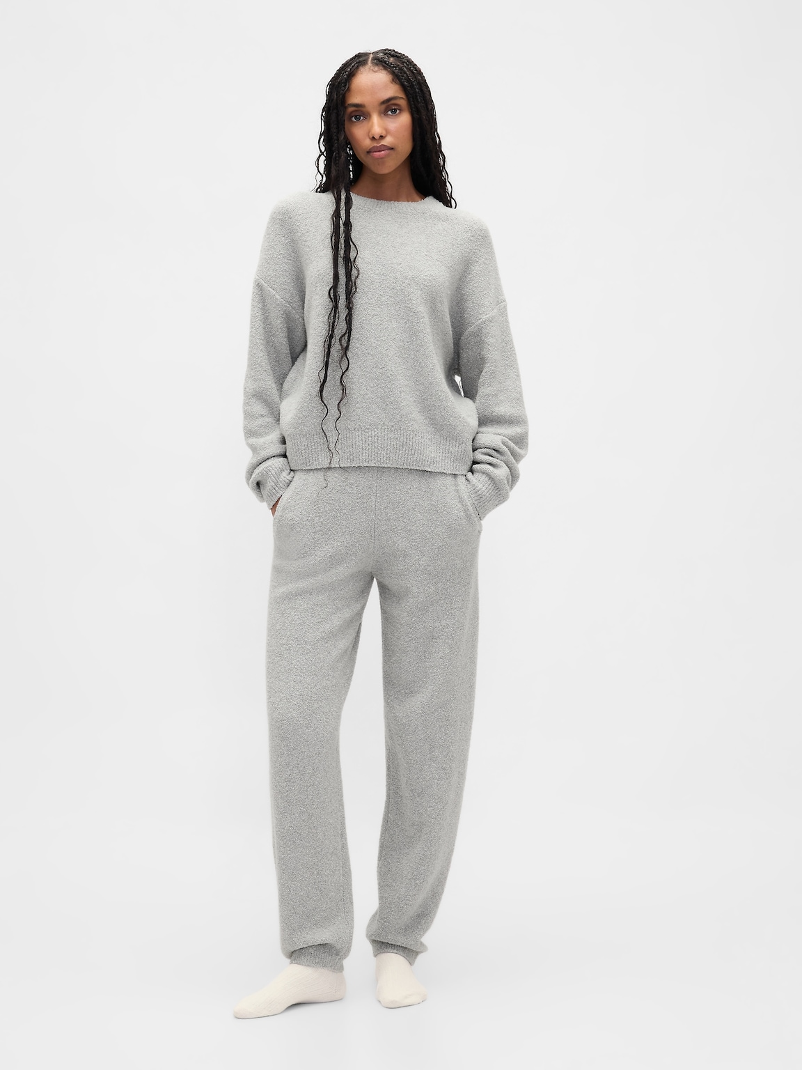 CashSoft Boucle Relaxed Crewneck Top