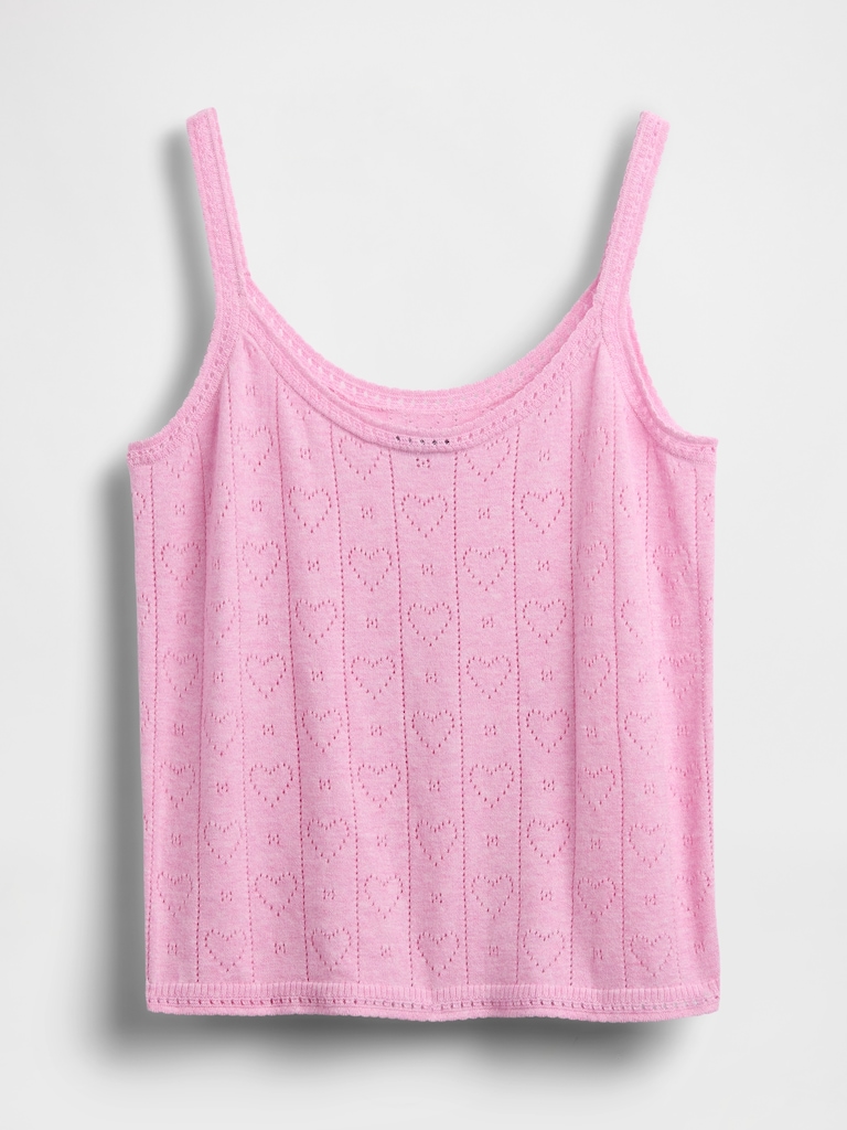 Lightweight CashSoft Pointelle Heart PJ Tank Top