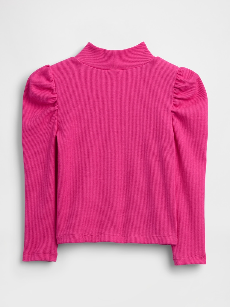 Baby & Toddler Puff-Sleeve Rib Mockneck
