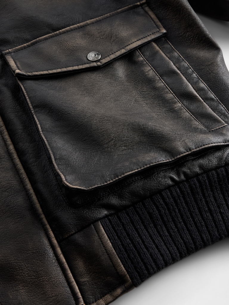 Recycled Vegan Leather Bomber Jacket